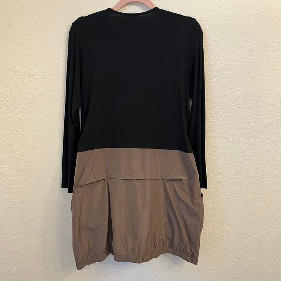 NWT Comfy USA Sara Tunic Dress Small Black Olive Utility Artsy Architectural - Picture 6 of 10